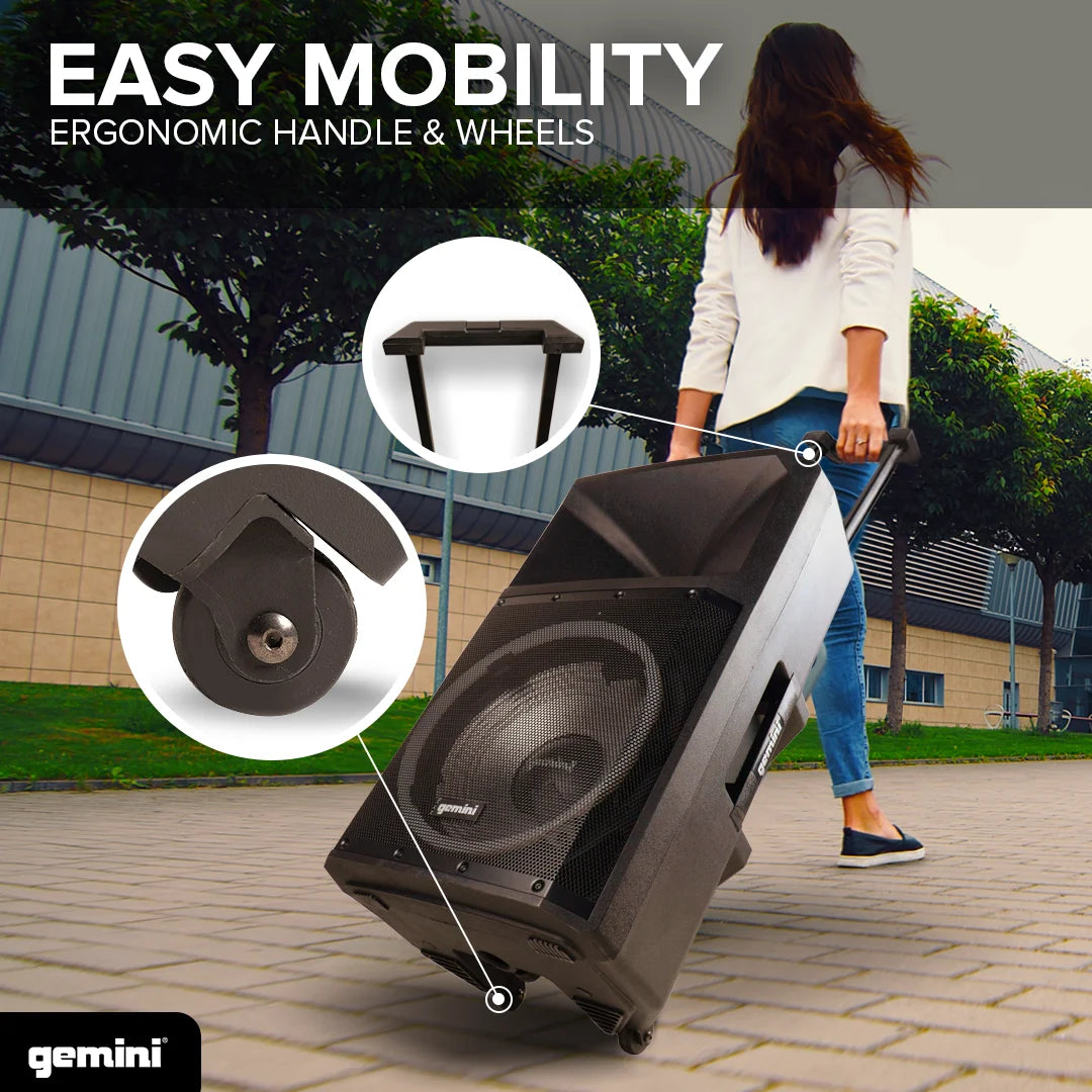 Gemini GSP-L2200PK 15-Inch Bluetooth Party Speaker with Dynamic LED Lighting