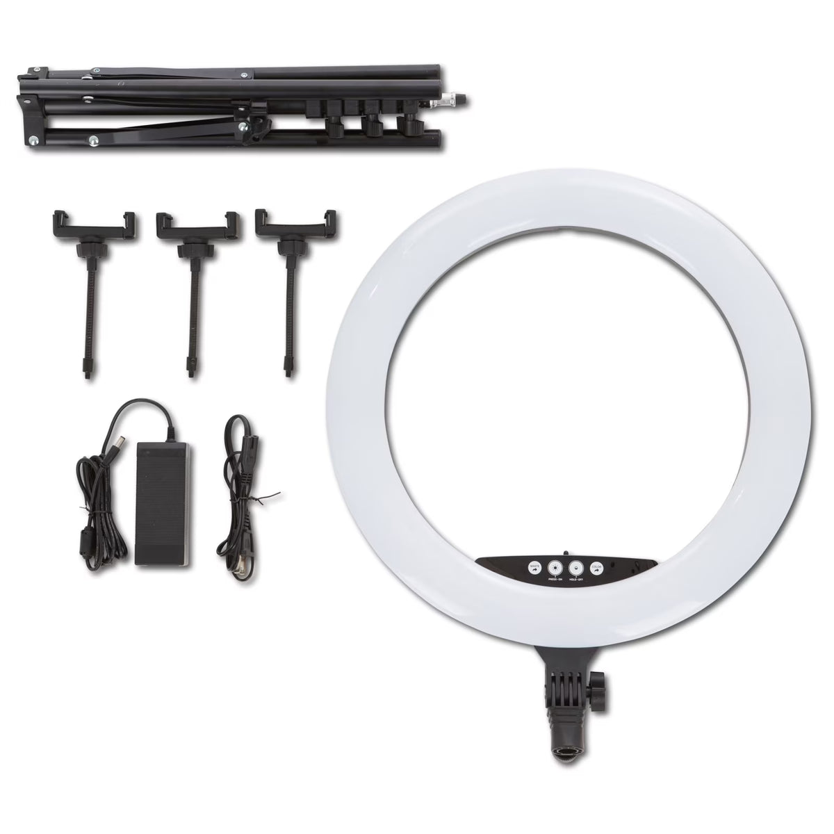 18-Inch RGB LED Ring Light with Tripod, Phone Holder, USB Charging Ports, and Wireless Remote Control