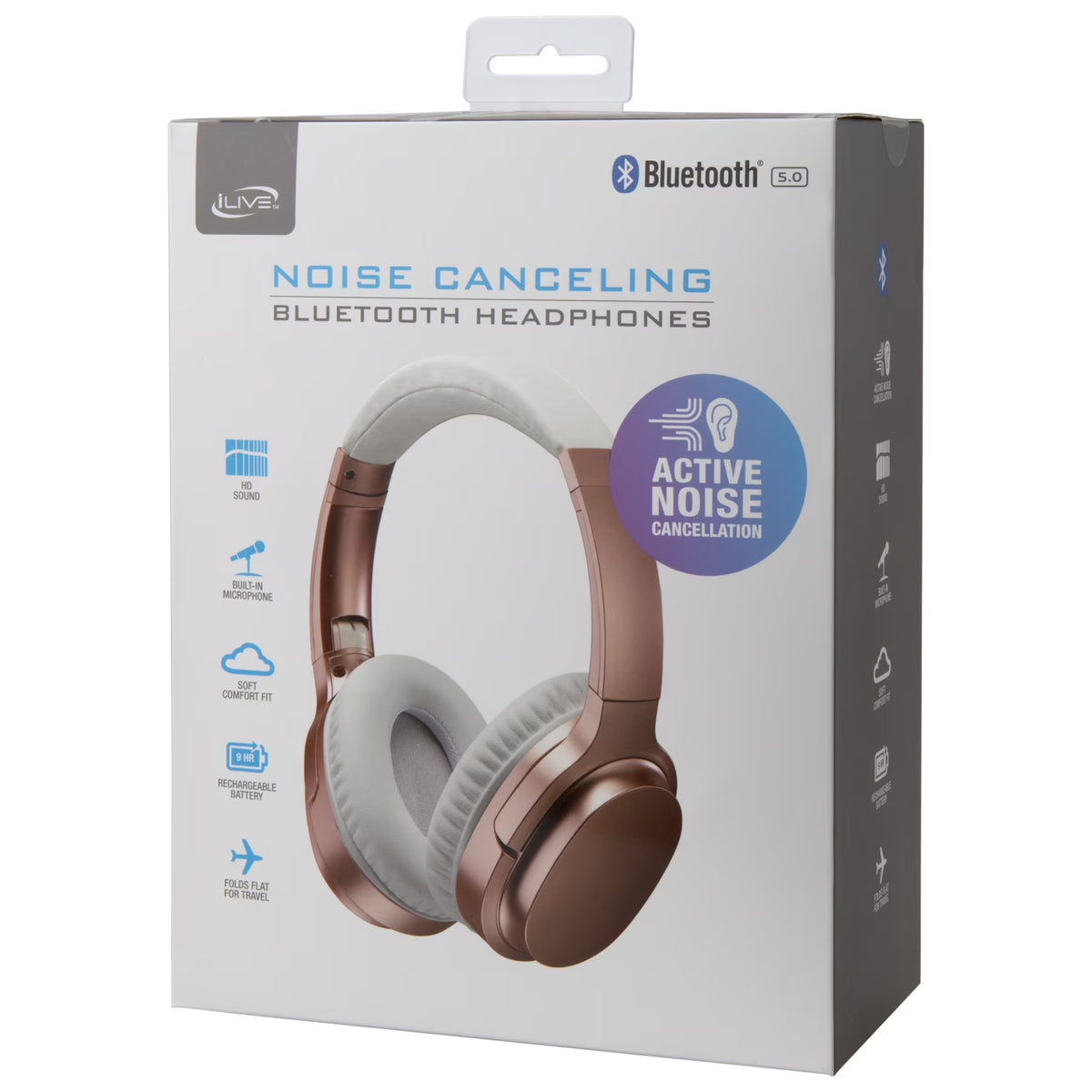 iLive IAHN40RGD Bluetooth Over-Ear Headphones with Noise Cancellation in Rose Gold