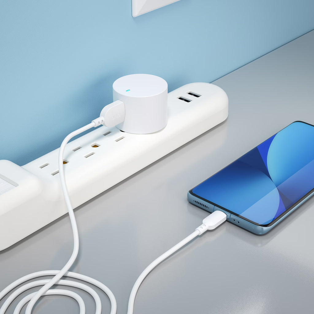 . Wall Charging Kit with 3ft Micro-USB to USB Cable, White, LED Power Indicator, Compact Travel-Friendly Design, Compatible with All Micro-USB Devices