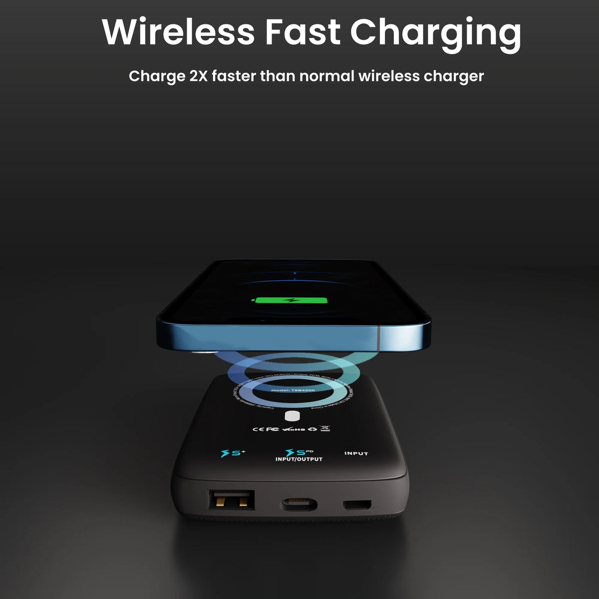 10,000mAh Magnetic Wireless Power Bank with 18W USB-C PD, Compatible with iPhone 14, 13, and 12