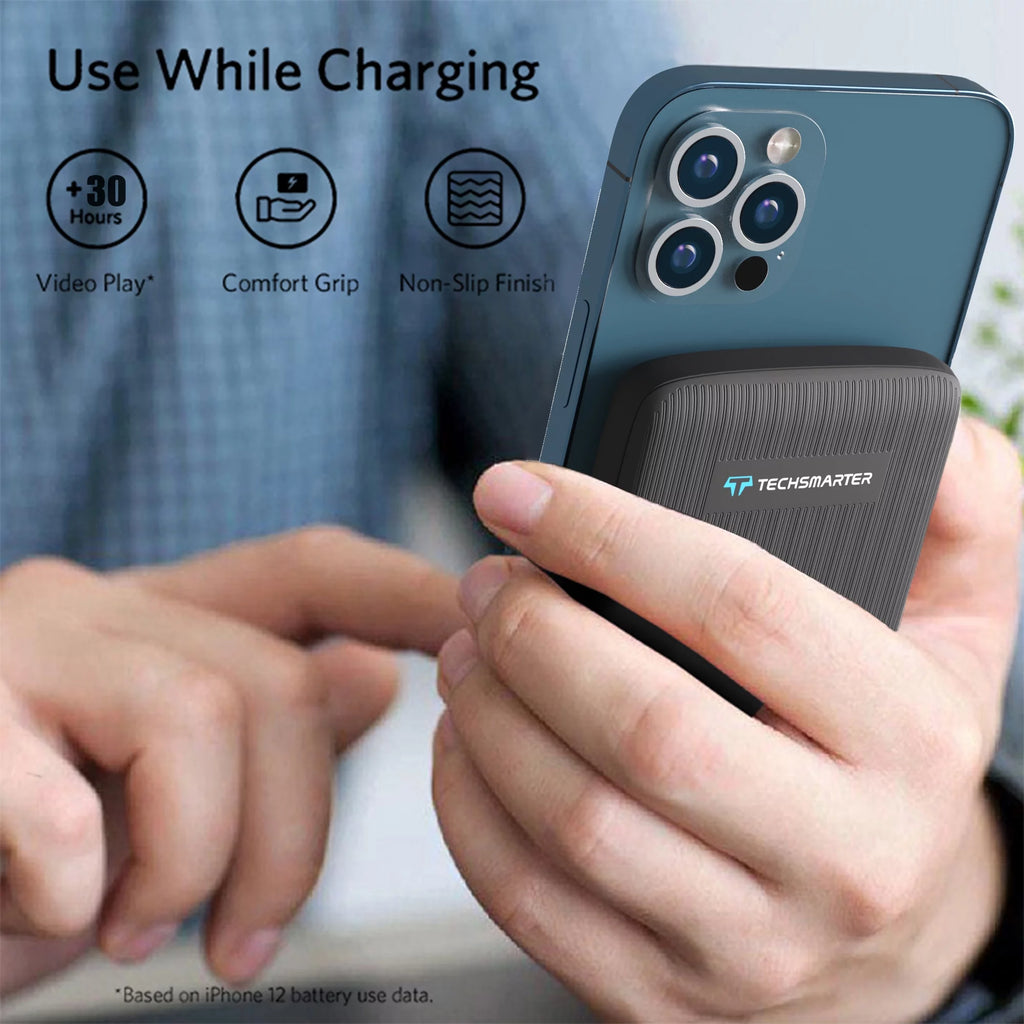 10,000mAh Magnetic Wireless Power Bank with 18W USB-C PD, Compatible with iPhone 14, 13, and 12