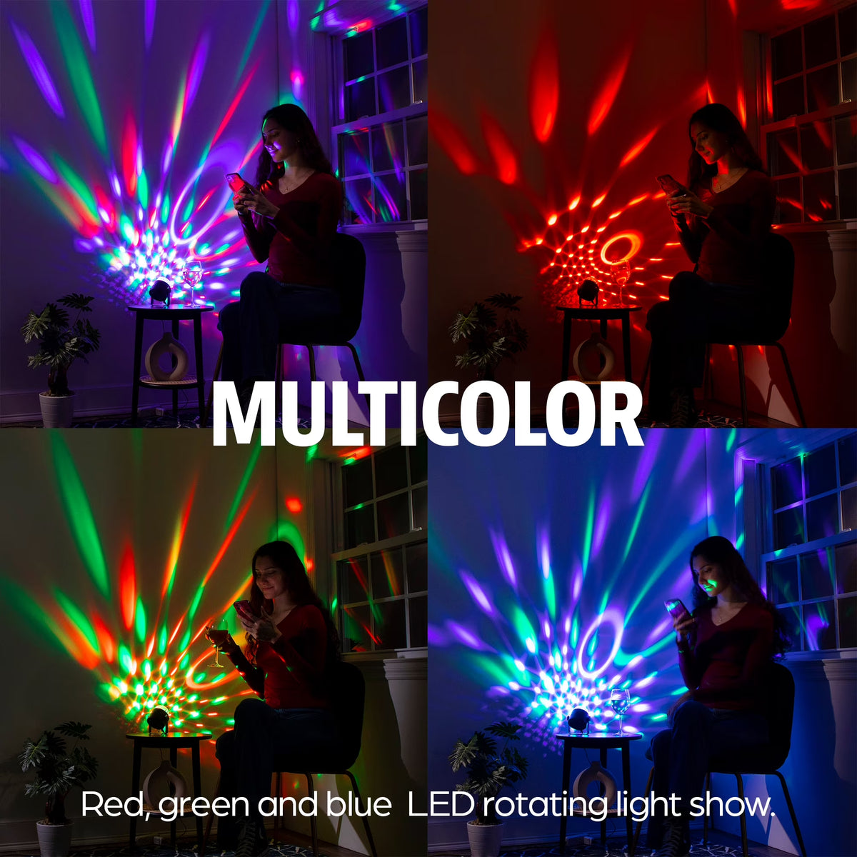 Multicolor LED Disco Projector with Rotating Light Show, USB Powered