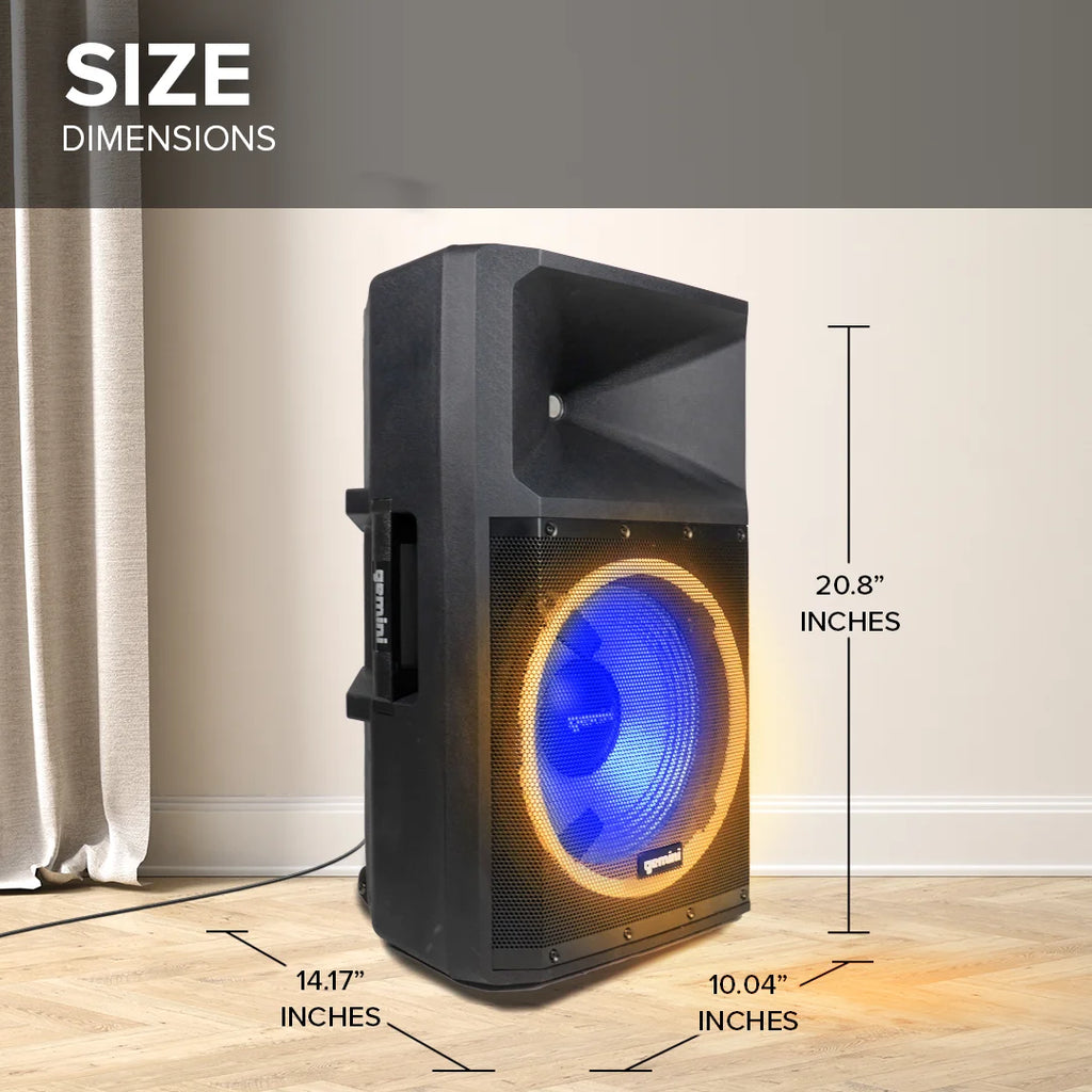 Gemini GSP-L2200PK 15-Inch Bluetooth Party Speaker with Dynamic LED Lighting