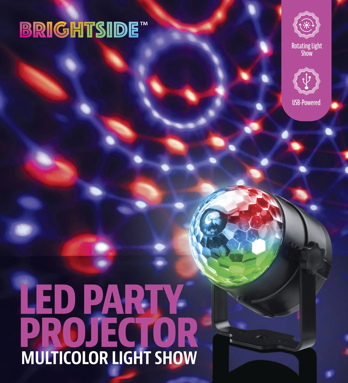 Multicolor LED Disco Projector with Rotating Light Show, USB Powered