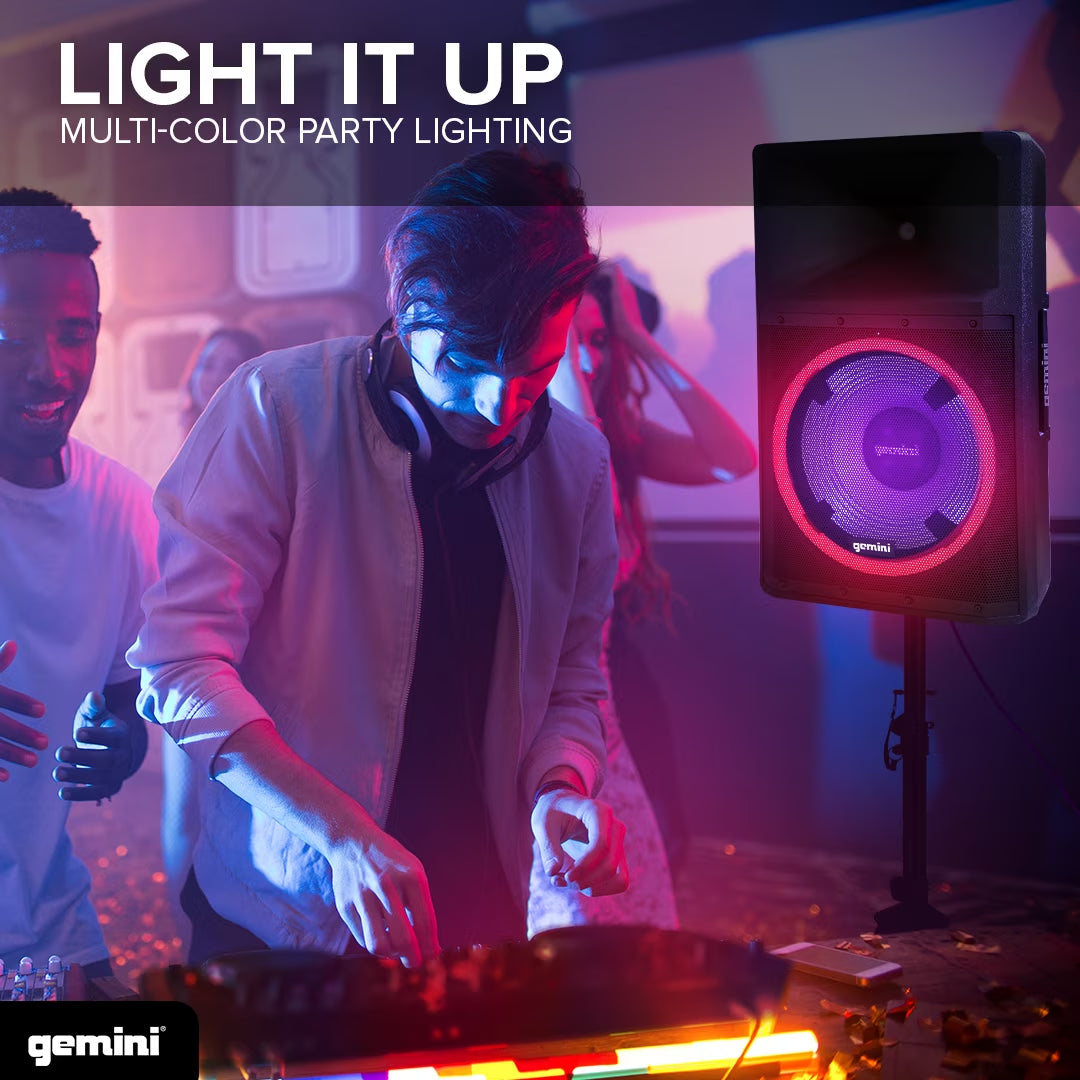 Gemini GSP-L2200PK 15-Inch Bluetooth Party Speaker with Dynamic LED Lighting