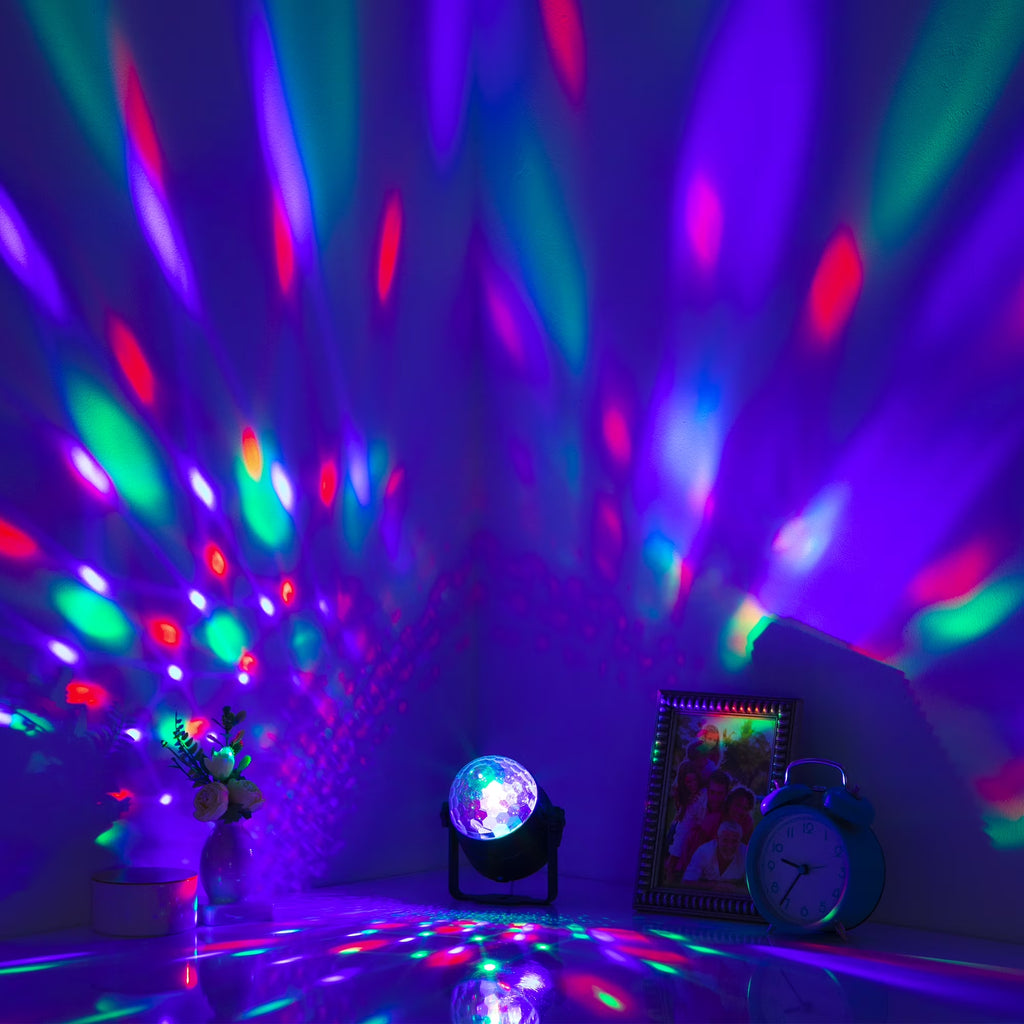 Multicolor LED Disco Projector with Rotating Light Show, USB Powered