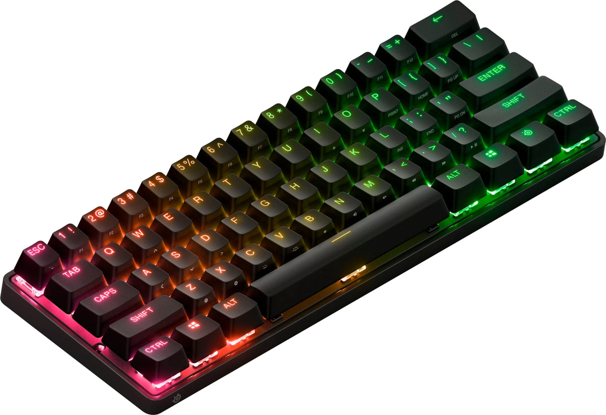 Apex Pro Mini Wireless Mechanical Gaming Keyboard - Adjustable Actuation - Compact 60% Design - RGB Lighting - PBT Keycaps - Bluetooth 5.0 / 2.4GHz Connectivity - USB-C