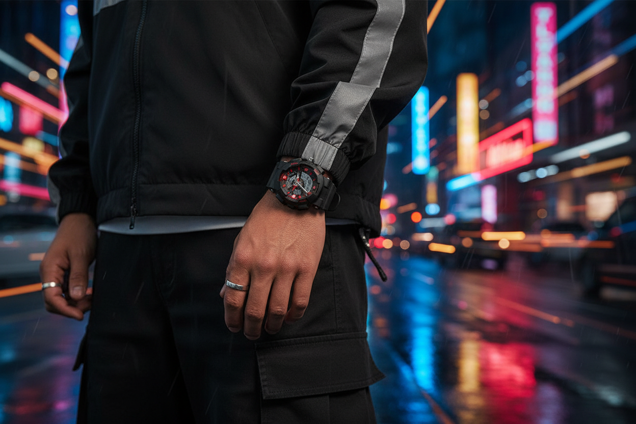 Black/red lifestyle wrist shot