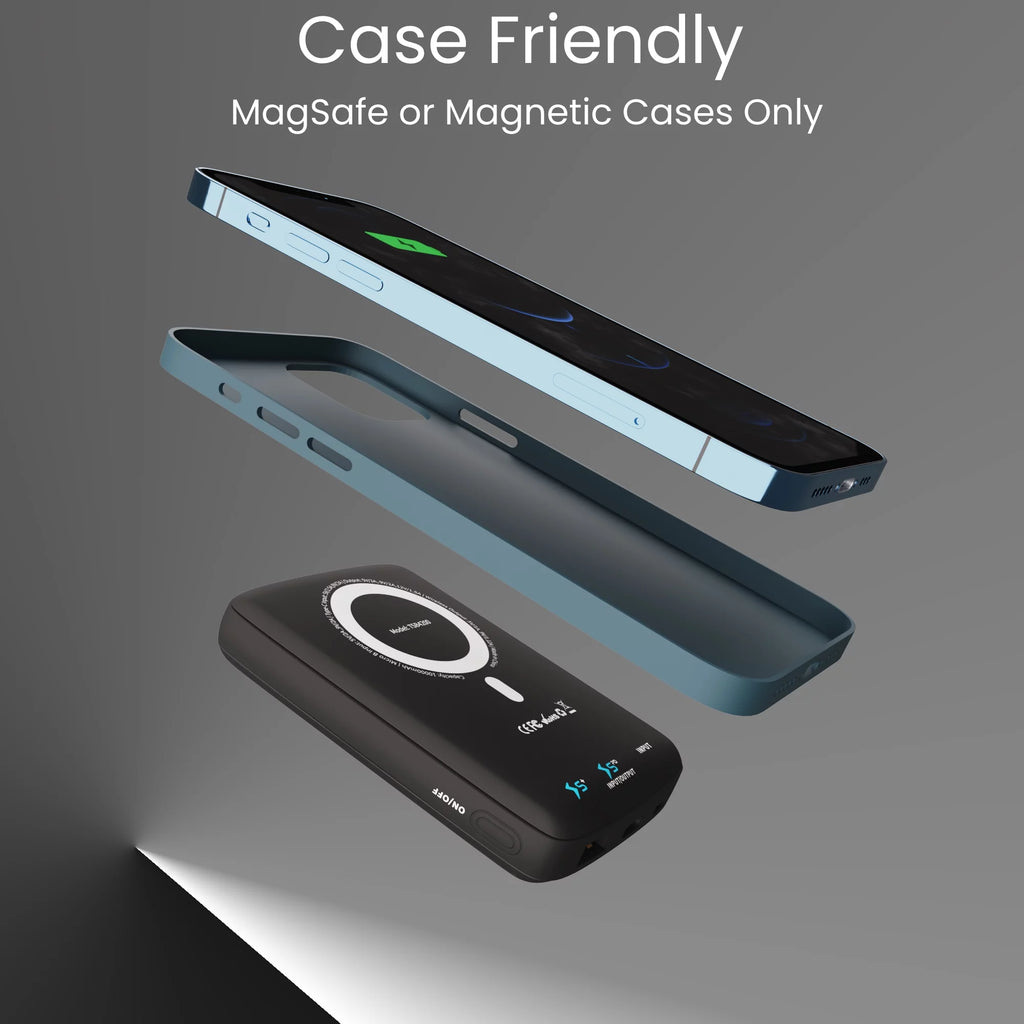 10,000mAh Magnetic Wireless Power Bank with 18W USB-C PD, Compatible with iPhone 14, 13, and 12