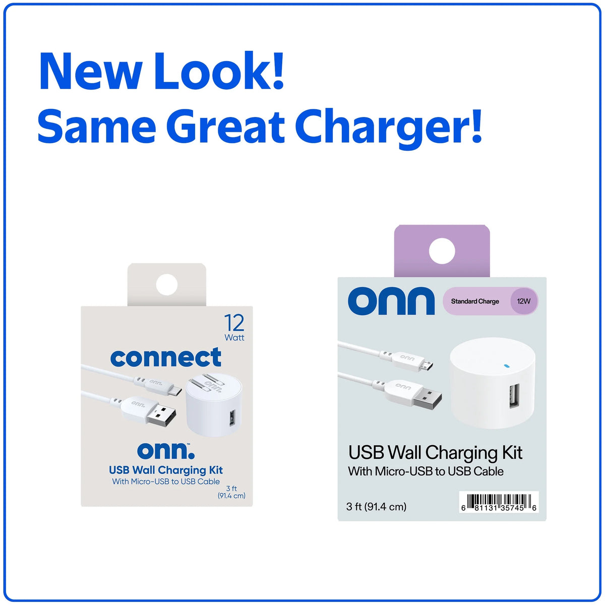 . Wall Charging Kit with 3ft Micro-USB to USB Cable, White, LED Power Indicator, Compact Travel-Friendly Design, Compatible with All Micro-USB Devices