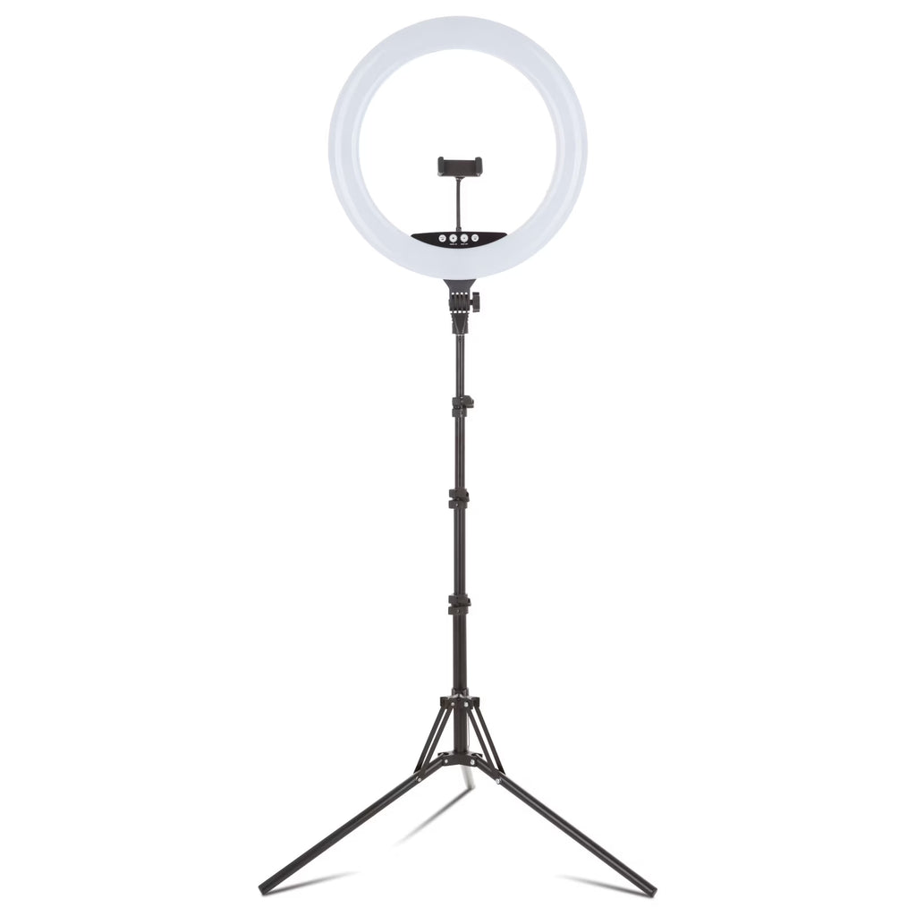 18-Inch RGB LED Ring Light with Tripod, Phone Holder, USB Charging Ports, and Wireless Remote Control