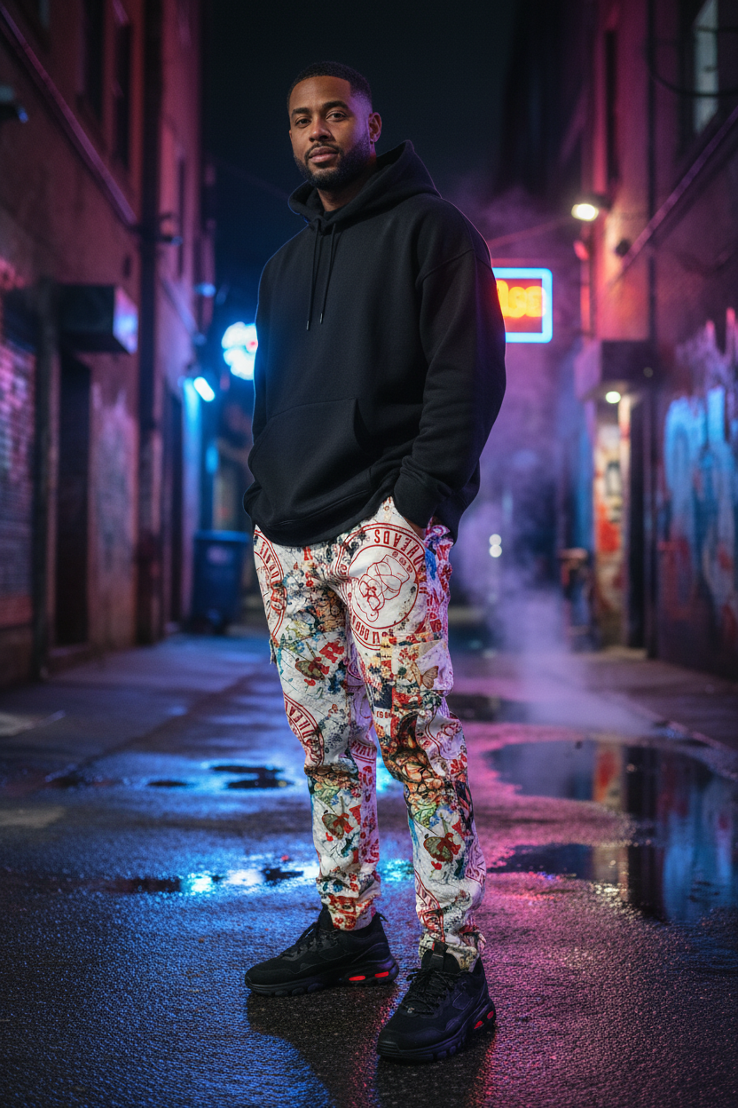 Hustle Gang Pants – Male Model Neon