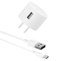 . Wall Charging Kit with 3ft Micro-USB to USB Cable, White, LED Power Indicator, Compact Travel-Friendly Design, Compatible with All Micro-USB Devices