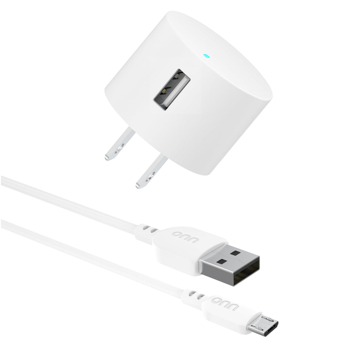 . Wall Charging Kit with 3ft Micro-USB to USB Cable, White, LED Power Indicator, Compact Travel-Friendly Design, Compatible with All Micro-USB Devices