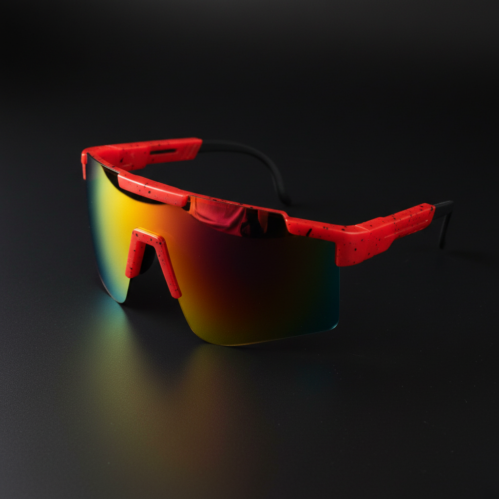 Red Rainbow Sport Sunglasses — Flat Lay