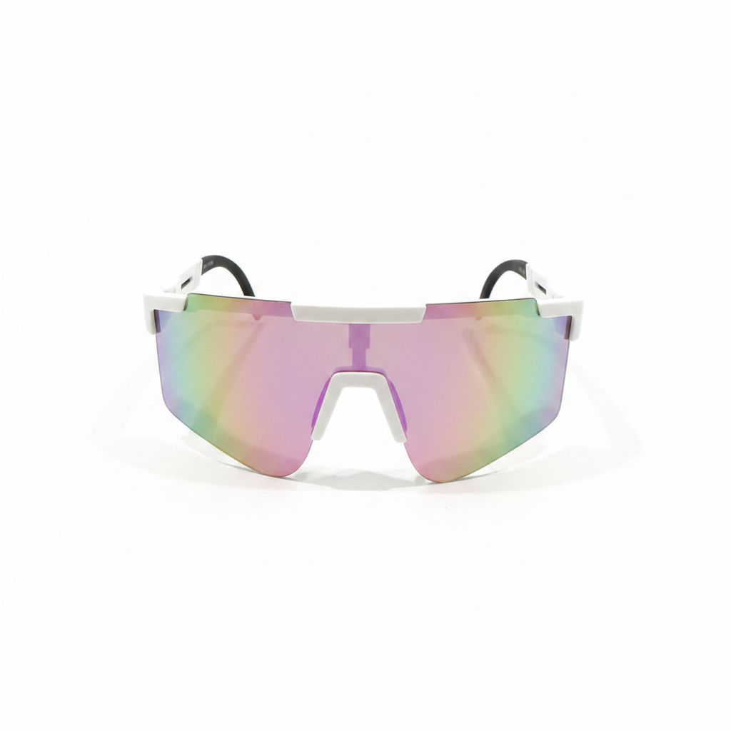 White Iridescent Sport Sunglasses — Studio